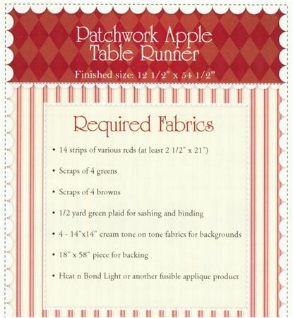 Patchwork Apple Table Runner - Pattern - by Shabby Fabrics - Apples - RebsFabStash