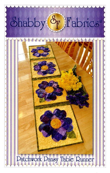 Patchwork Pansy Table Runner - Pattern - by Shabby Fabrics - Floral, flowers, purple - RebsFabStash