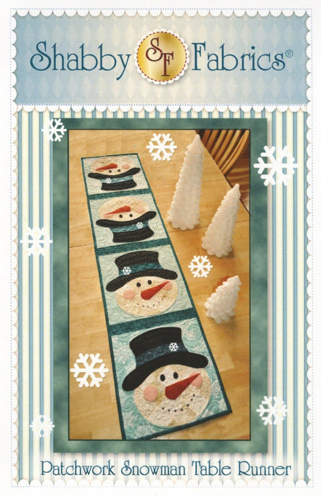Patchwork Snowman Table Runner - Pattern - by Shabby Fabrics - Christmas, winter - RebsFabStash