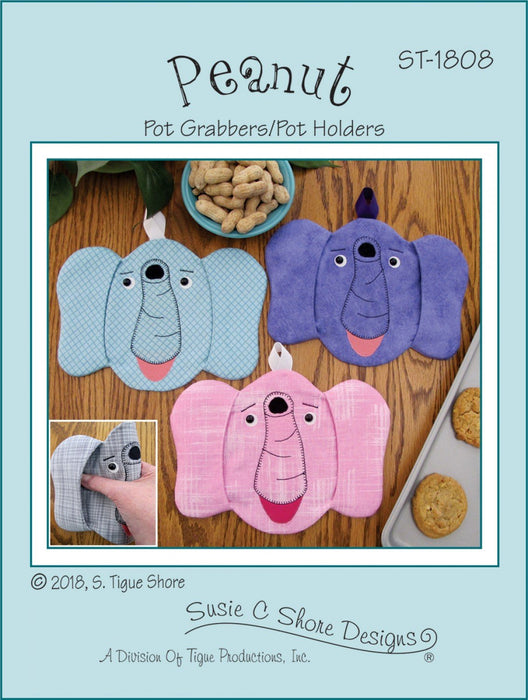 Peanut - Elephant Hot Pad or pot holder MINI Pattern - by Susie Shore Designs - Mini Pattern #ST 1808 - RebsFabStash