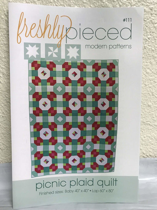 Picnic Plaid by Freshly Pieced - Quilt Pattern - Finished Quilt either Baby size 40" x 40" or Lap size 60" x 80" - RebsFabStash