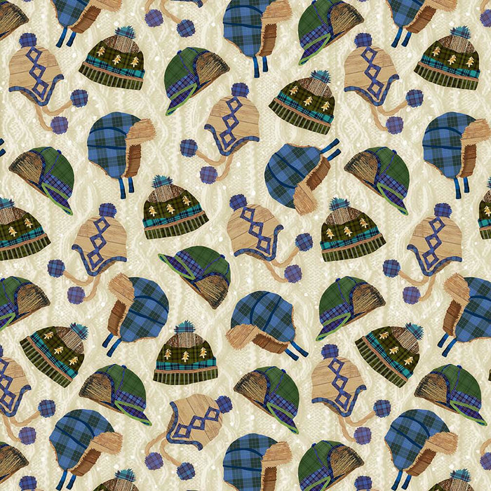 Pine Cone Lodge - 2ply FLANNEL - per yard - Andrea Tachiera for Henry Glass - Skates and Shoes - F9259-33 - RebsFabStash