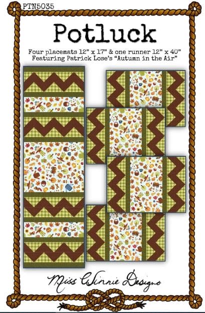 NEW! Potluck - Table Runner & Placemat PATTERN - by Miss Winnie Designs - Features Autumn in the Air by Patrick Lose for Northcott - PTN5035-Patterns-RebsFabStash