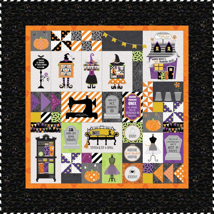 PREORDER! Candy Corn Quilt Shoppe - Backing Kit - uses Hometown Halloween by Kim Christopherson of Kimberbell for Maywood Studio - RebsFabStash