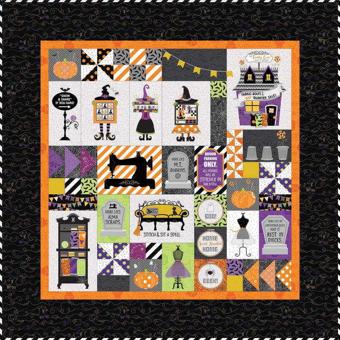 PREORDER! Candy Corn Quilt Shoppe - EMBROIDERY VERSION - uses Hometown Halloween by Kim Christopherson of Kimberbell for Maywood Studio - RebsFabStash