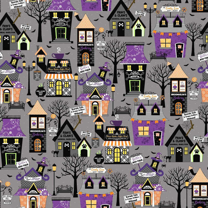 PREORDER! Hometown Halloween - per yard - by Kim Christopherson of Kimberbell for Maywood Studio - Charcoal Spooky Webs - MAS9923-K - RebsFabStash
