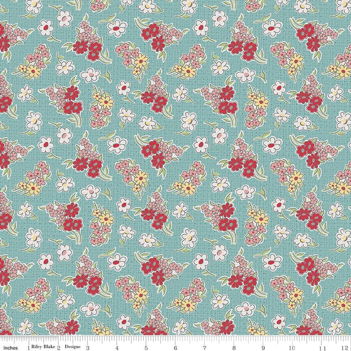 My Happy Place by Lori Holt Quilt Kit Stitch Fabric Blue Floral Pattern at RebsFabStash