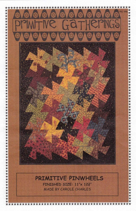 Primitive Gatherings -Primitive Pinwheels- Quilt, wall hanging Pattern - Lisa Bongean - Flannel, Wool applique - flowers - RebsFabStash