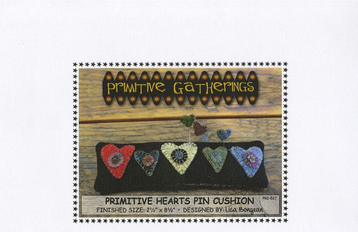 Primitive Hearts Pin Cushion - mini pattern- Primitive Gatherings -Lisa Bongean -Primitive, Wool applique, precut friendly #527 - RebsFabStash
