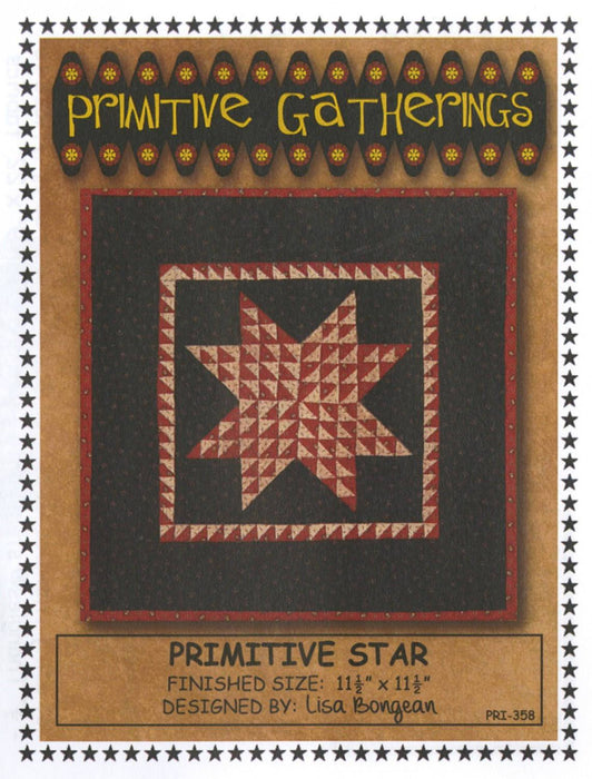 Primitive Star- Mini pattern- Primitive Gatherings by Lisa Bongean -Primitive, Wool Applique, wall hanging, precut friendly #358 - RebsFabStash