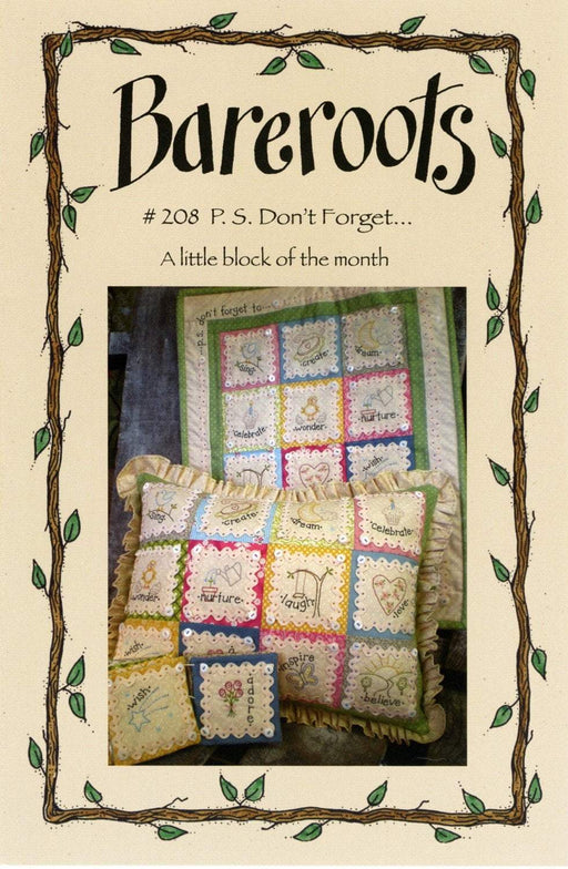 P.S. Don't Forget... PATTERN- A little block of the month - Bareroots by Barri Sue Gaudet - Primitive - RebsFabStash