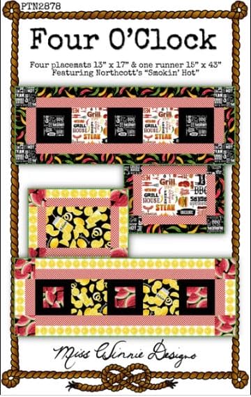 NEW! Four O'Clock - Placemat and Table Runner PATTERN - by Hanna Bourque of Miss Winnie Designs - Features Smokin' Hot fabric by Northcott Studio - PTN2878-Patterns-RebsFabStash