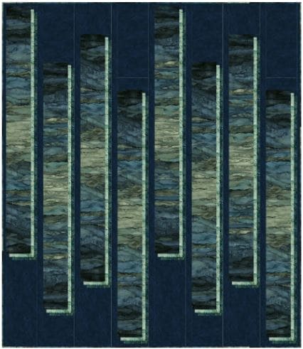 Stratify - Quilt PATTERN - by Patti Carey of Patti's Patchwork - features Bliss Ombre Ensemble by Northcott - Navy and Green - RebsFabStash