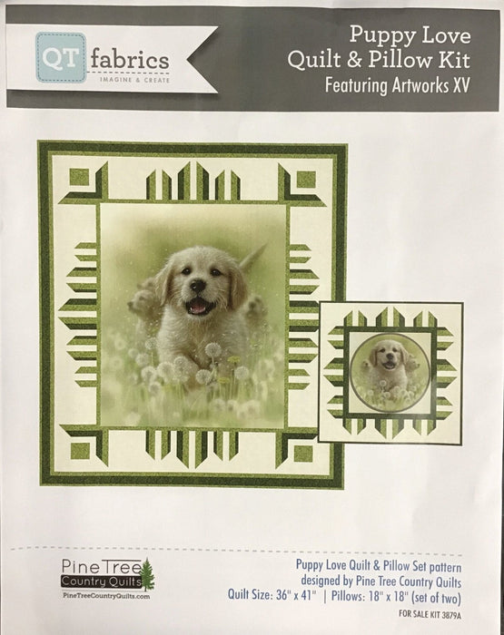 Puppy Love Quilt & Pillow Kit - Uses Artworks XV fabric collection by Quilting Treasures - Pattern by Pine Tree Country Quilts - RebsFabStash