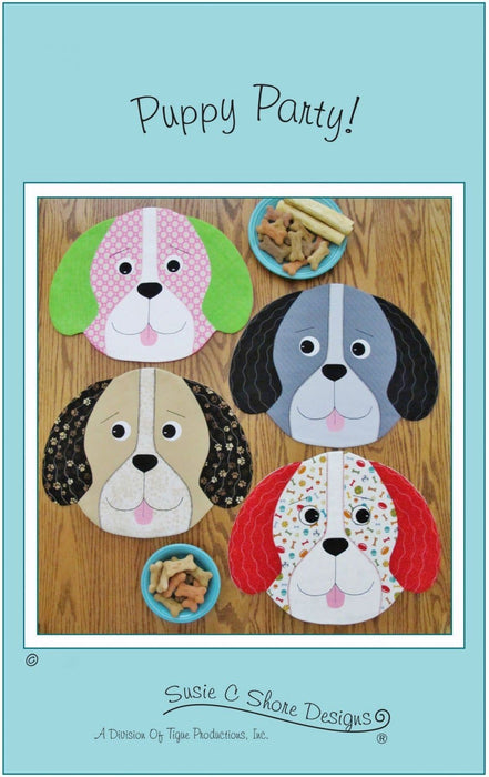 Puppy Party! - Dog, canine, puppy Hot Pad or pot holder Pattern - by Susie Shore Designs - Mini Pattern #1655 - RebsFabStash