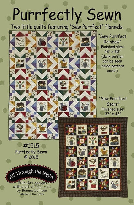 Purrfectly Sewn - All Through the Night - Folk Art - Designs - Quilt patterns, flannel or wool applique - Bonnie Sullivan - RebsFabStash