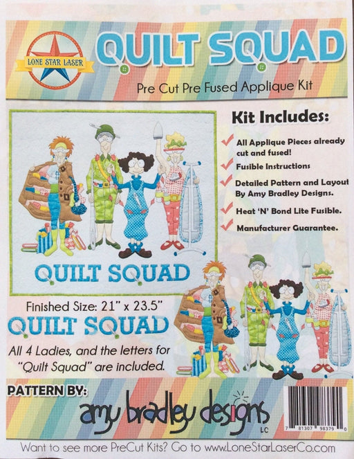 Quilt Squad - Pre-cut, Prefused KIT - Includes pattern & precut, prefused applique pieces! - Wall hanging Pattern by Amy Bradley Designs - RebsFabStash