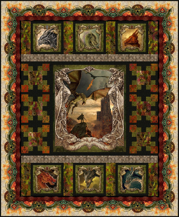 NEW! Dragons "The Ancients" - Block Panel - PER PANEL - Dragons Fabric Collection - Jason Yenter- In the Beginning Fabrics 11DRG-1