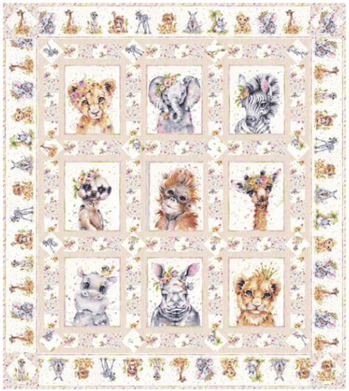 NEW! Little Darlings Safari - Quilt KIT - By Stacey Day - Fabric collection by Sally Walsh - P&B Textiles - 48" x 54"