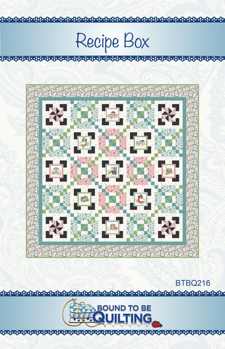 Recipe Box - Pattern - uses Happiness is Homemade fabrics by Maywood - Bound To Be Quilting - Pat Syta & Mimi Hollenbaugh - RebsFabStash