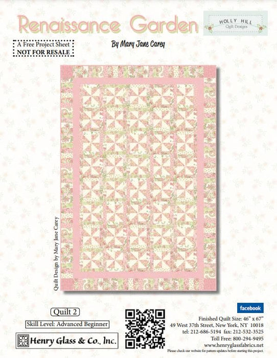 NEW! Renaissance Garden Quilt 2 - Quilt KIT - by Mary Jane Carey of Holly Hill Quilt Designs for Henry Glass - 46" x 67"