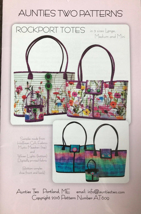 Rockport totes - Aunties Two Patterns - 3 sizes! - Pattern using fabrics from Hoffman CA Mystic Meadows and Woven Lights - RebsFabStash