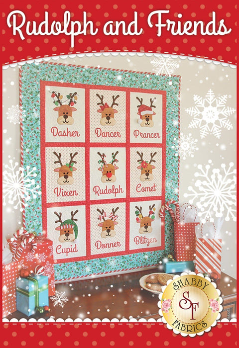 Rudolph and Friends - Quilt Pattern - by Jennifer Bosworth for Shabby Fabrics - 36.5" x 45.5" " Christmas - Reindeer blocks! - RebsFabStash