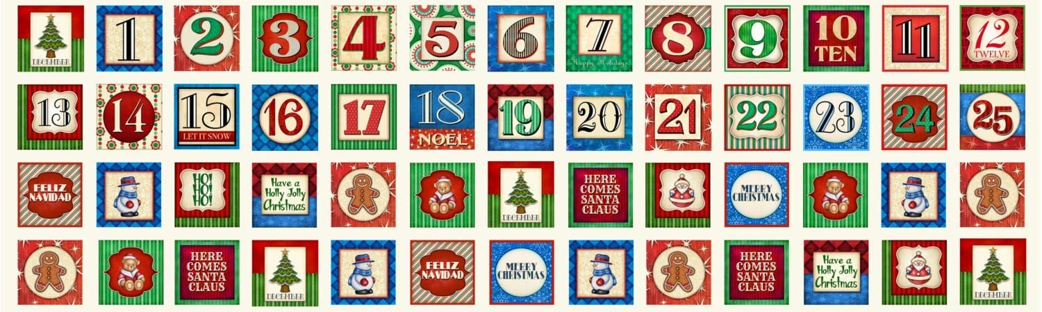 Santa is Coming to Town - PANEL 2 - Advent Calendar - 24"x 43" - Dan Morris - Quilting Treasures - Panel 2 Advent - RebsFabStash