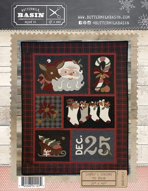 Santa's Coming to Town - Primitive wool applique quilt pattern - Buttermilk Basin - Flannel or Wool - RebsFabStash