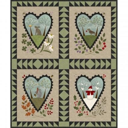 Seasons Of The Heart Quilt Kit - A Woolies Flannel Project by Bonnie Sullivan - Quilt Kit! Finished Size 40" X 48" - KIT-MASSEH-PC - RebsFabStash