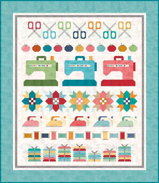 SEW BY ROW - PATTERN Design by Lori Holt of Bee in my Bonnet - Finished size 74" x 85" Uses her Shabby Fabrics! - RebsFabStash