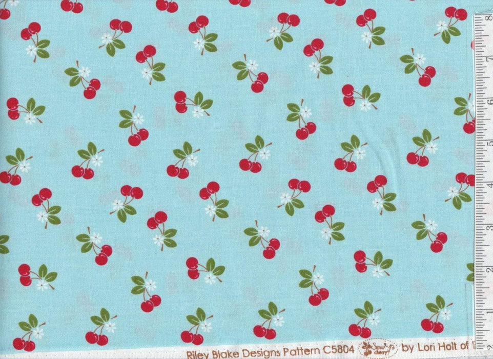 Sew Cherry 2 - per yard - Riley Blake - by Lori Holt - Pink and green fat quarter panel - background, tonal, blender FQP 5809 - RebsFabStash