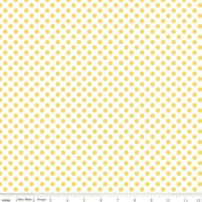Small Dots - Small Dot Yellow - Riley Blake Designs - Per Yard - Basics - Yellow Dots on White - C480-50-Yellow - RebsFabStash