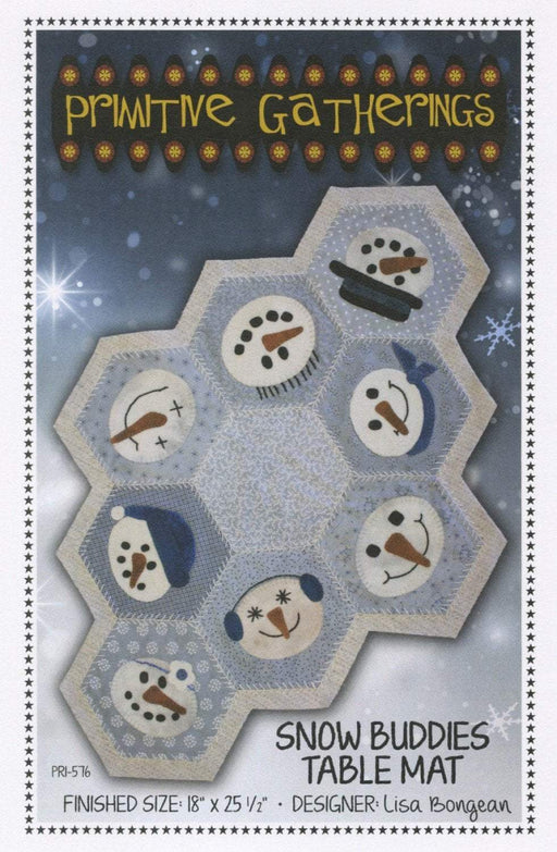Snow Buddies Table Mat or Candle pattern-Primitive Gatherings by Lisa Bongean -Primitive, Wool Applique, candle mat, friendly #576 - RebsFabStash