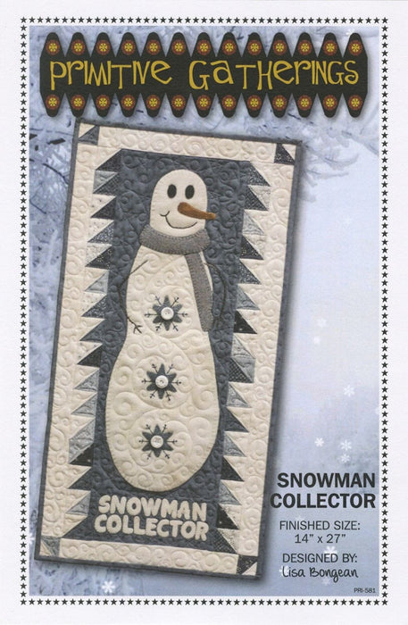 Snowman Collector- Table Runner or wall hanging pattern- Primitive Gatherings -Lisa Bongean -Primitive, Wool applique, precut friendly #581 - RebsFabStash