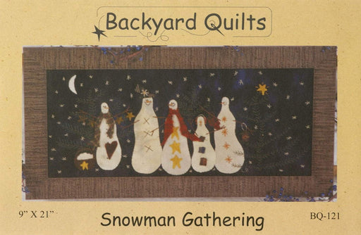 Snowman Gathering- wall hanging or pillow pattern- Primitive Gatherings by Lisa Bongean -Wool, Applique, Charm pack friendly #121, snowman - RebsFabStash
