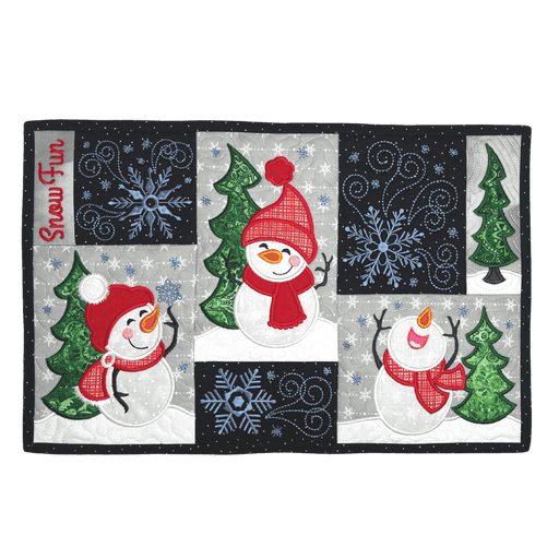 Snowman Placemat Kit - Fabric KIT - Designs by Juju - Machine Embroidery, In The Hoop - Fabric Only - Makes (4)