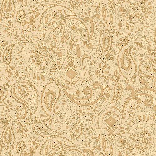 Spiced Paisley Quilt Back - per yard -by Kim Diehl - Henry Glass - 108" wide Quilt Backs 6368-33 - Tan/Cream Paisley with colorful accents - RebsFabStash