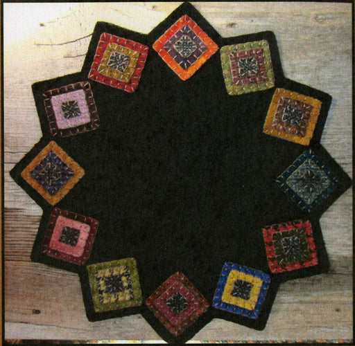 Squared Up Table Mat- pattern- Primitive Gatherings by Lisa Bongean -Primitive, Wool Applique, candle mat, topper, precut friendly #942 - RebsFabStash