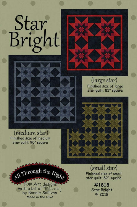 Star Bright- Primitive wool applique pattern - Wall Hanging - Bonnie Sullivan - Flannel or Wool - All Through the Night, applique - RebsFabStash