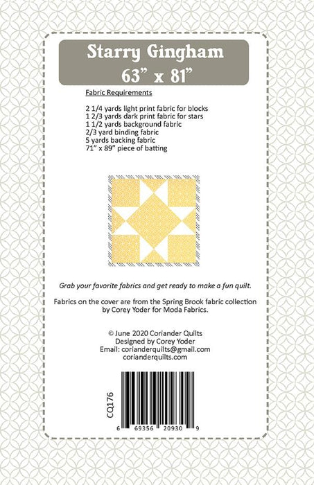 Starry Gingham #176 - Coriander Quilts - by Corey Yoder - Charm Pack Friendly - 63" x 81" - RebsFabStash