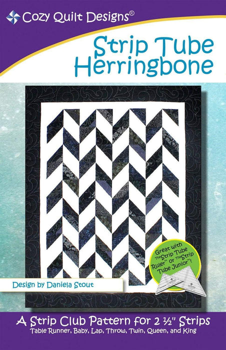Strip Tube Herringbone-Quilt Pattern- Daniela Stout by Cozy Quilt Designs-Baby to King and table runner included-Use 2 1/2" strips - chevron - RebsFabStash