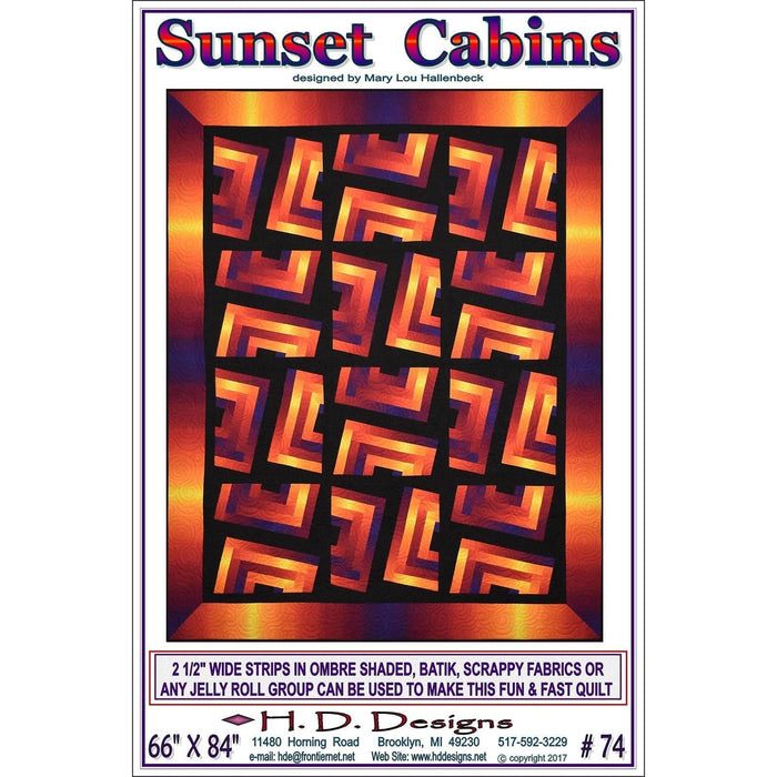 Sunset Cabins - Quilt pattern - ombre fabrics - Mary Lou Hallenbeck - H D Designs - Lap or bed quilt - C - RebsFabStash