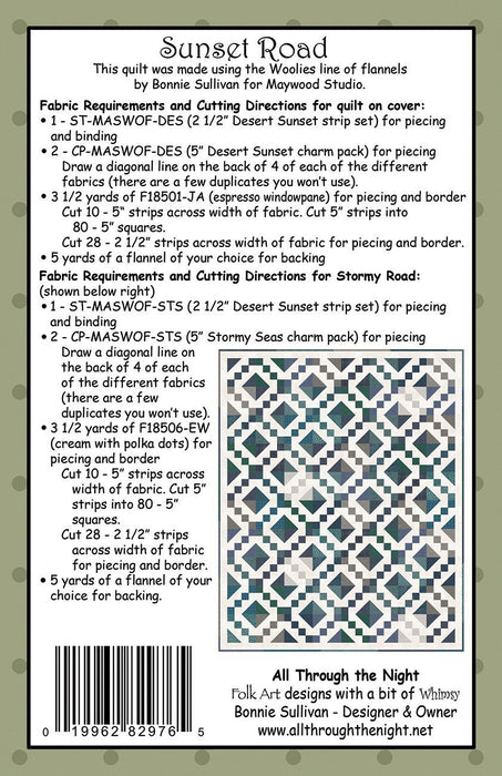 Sunset Road - Quilt PATTERN - by Bonnie Sullivan - All Through The Night - Maywood - Uses Woolies Flannel! - RebsFabStash