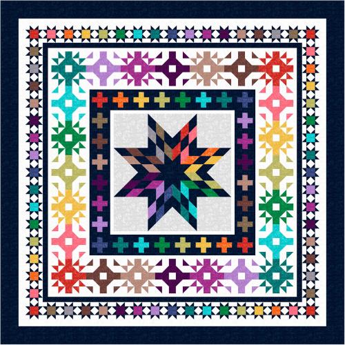 New! Super Stellar Quilt KIT - Featuring Spectrum fabric collection- By Whistler Studios for Windham - Pattern designed by Wendy Sheppard - Finished Size: 99" x 99"-Quilt Kits & PODS-RebsFabStash
