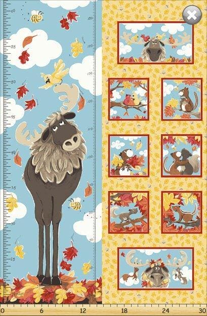Susybee Moose - PROMO Fat Quarter Bundle plus PANEL! - (13) 18" x 21" pieces + (1) 24" x 43" Bruce the Moose PANEL - by Susybee fabrics - Susy Bleasby - Growth Chart Panel - RebsFabStash