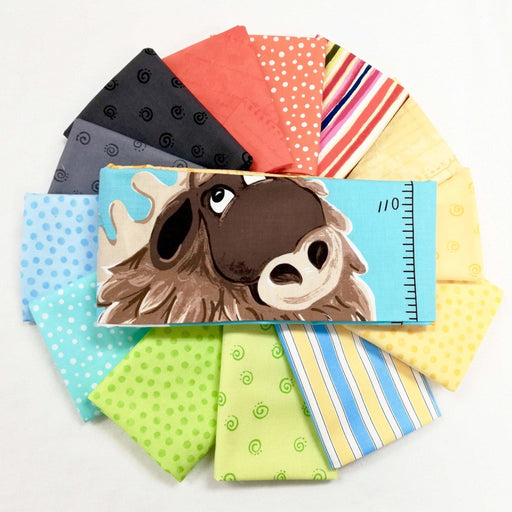 Susybee Moose - PROMO Fat Quarter Bundle plus PANEL! - (13) 18" x 21" pieces + (1) 24" x 43" Bruce the Moose PANEL - by Susybee fabrics - Susy Bleasby - Growth Chart Panel - RebsFabStash