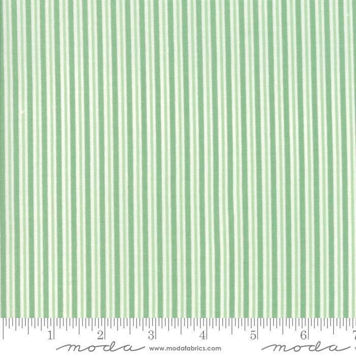 Sweet Christmas - per yard - by Urban Chiks - MODA - Quilting/Sewing Vintage Fabric - Poinsettias and Green, Red, White Stripe - 31150 11 - RebsFabStash