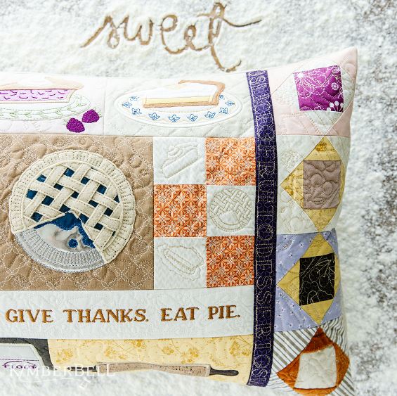 kimberbell, bench pillow, embroidery cd, pattern, sweet as pie, thanksgiving