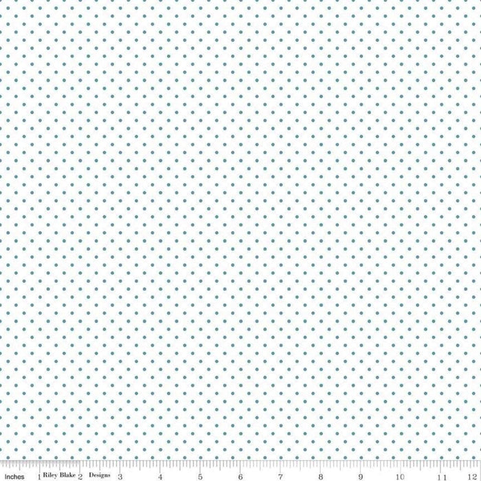 Swiss Dot - per yard - Riley Blake - Aqua dots on white - basics - tonals, blenders C660- 20 - RebsFabStash